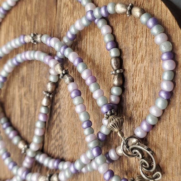 N3226 pastel‎ pearl beaded victorian heart necklace - Picture 3 of 3